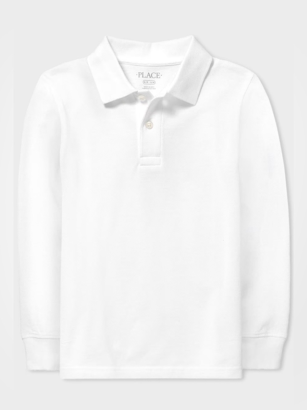Place White Long-Sleeve Polo Top